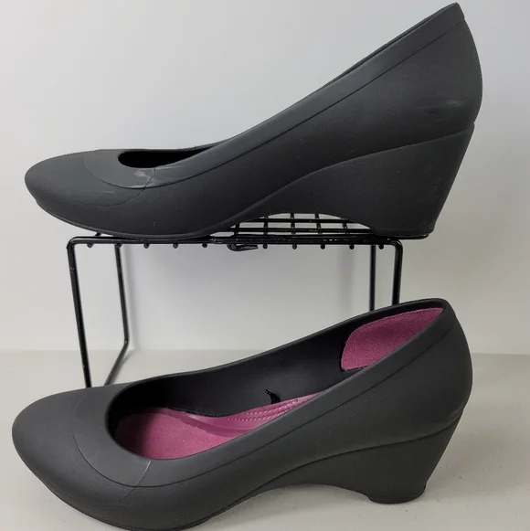 Crocs Woman's Wedges Shoes gray pink Sz 7 - Picture 1 of 11